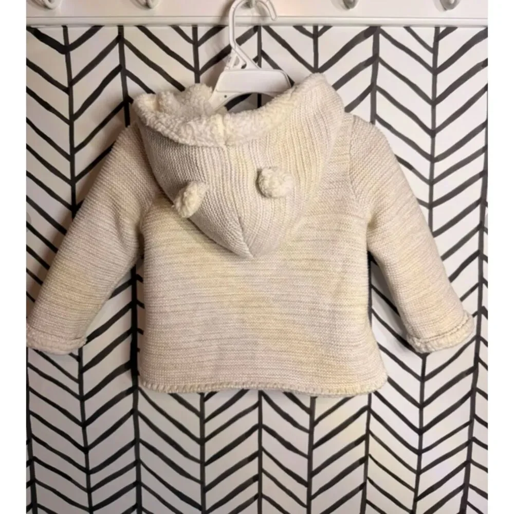 Carter’s Cream Shearling Lined Knit Button Sweater Jacket Baby Unisex 18M 5037